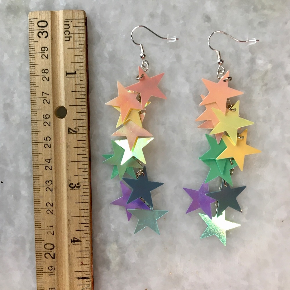 Multicolor Star Dangle Earrings - Picture 3 of 15